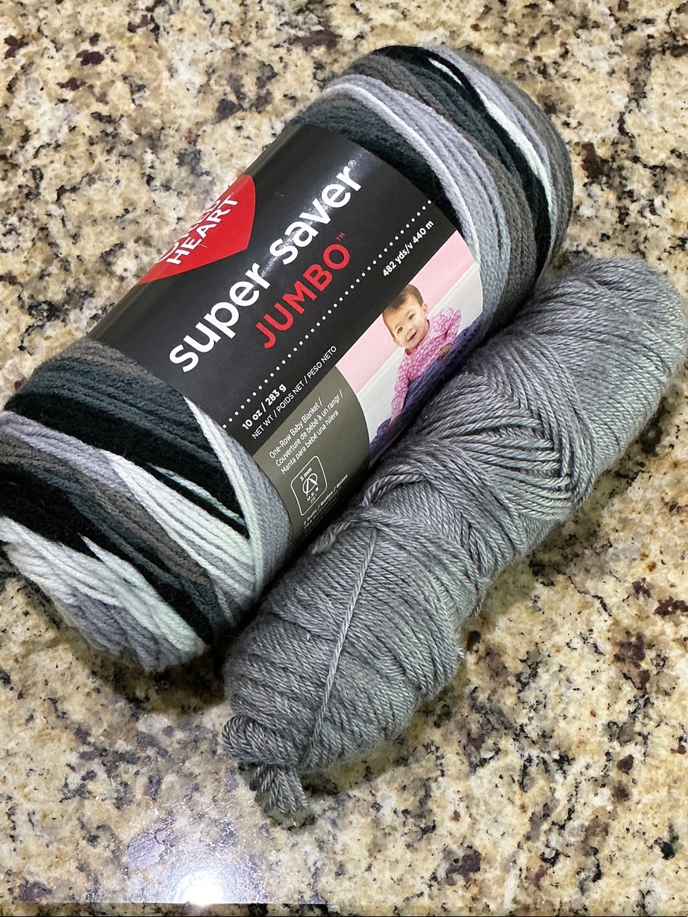 Red Heart Super Saver Jumbo & Gray Skein Yarn Duo